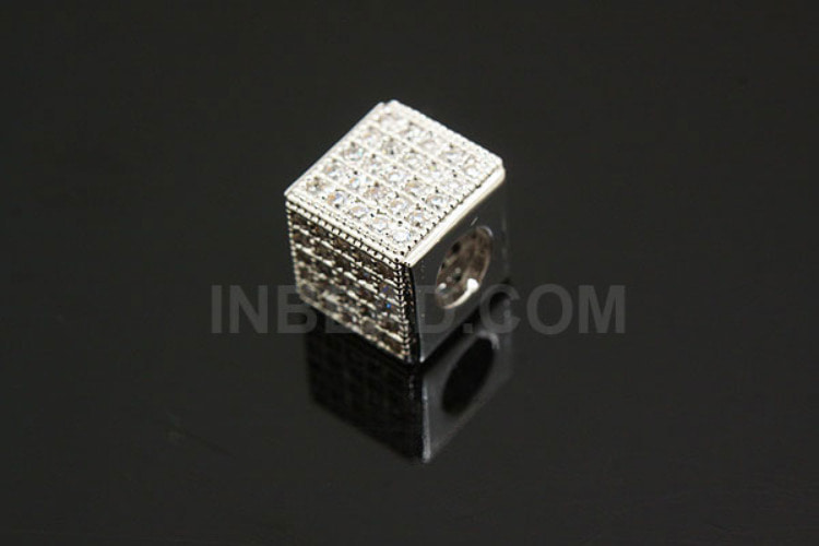 [W] E892-Rhodium Plated-Cubic Rondelle Beads (5pcs), [PRODUCT_SEARCH_KEYWORD], JEWELFINGER-INBEAD, [CURRENT_CATE_NAME]