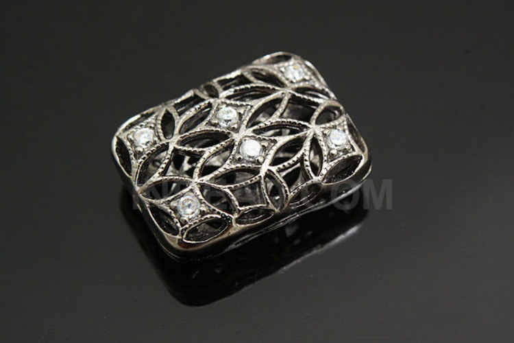 E793-Black Plated-16*12mm CZ Rectangle Beads (1piece), [PRODUCT_SEARCH_KEYWORD], JEWELFINGER-INBEAD, [CURRENT_CATE_NAME]