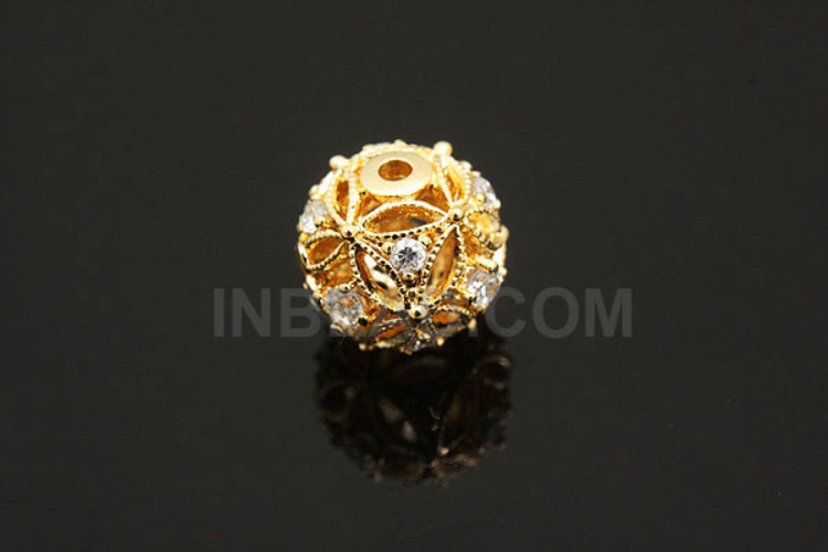 E804-Gold Plated-10mm CZ Ball Beads (1piece), [PRODUCT_SEARCH_KEYWORD], JEWELFINGER-INBEAD, [CURRENT_CATE_NAME]