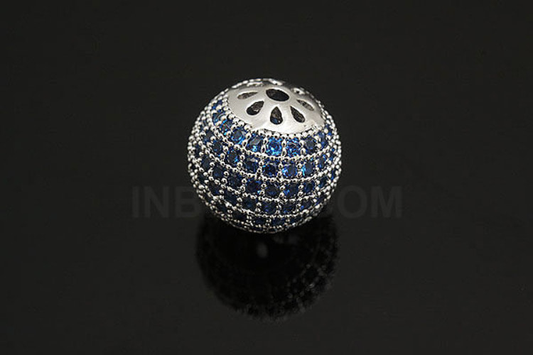 H1095-Rhodium Plated-(1piece)-11mm Sapphire Cubic Ball Beads-Wholesale Metal Beads, [PRODUCT_SEARCH_KEYWORD], JEWELFINGER-INBEAD, [CURRENT_CATE_NAME]