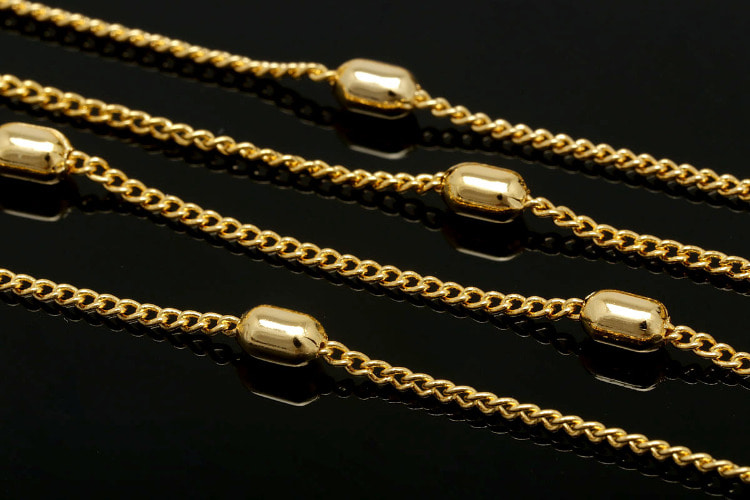[W] A513-Gold Plated-3*5mm 135S HBB Chain- Oval Ball Chain (20M), [PRODUCT_SEARCH_KEYWORD], JEWELFINGER-INBEAD, [CURRENT_CATE_NAME]