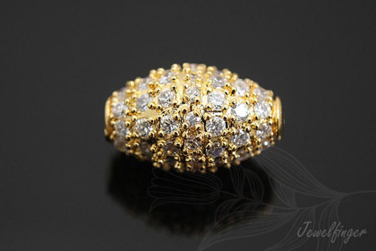 H1118-Gold Plated-(1piece)-CZ Oval Beads-Wholesale Metal Beads, [PRODUCT_SEARCH_KEYWORD], JEWELFINGER-INBEAD, [CURRENT_CATE_NAME]