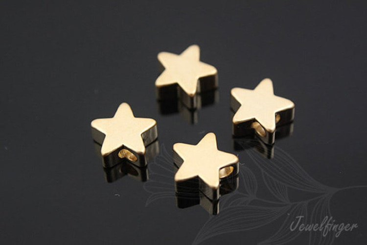 H651-Matt Gold Plated-6mm Star Metal Beads-Metal Stamping Blanks (4pcs), [PRODUCT_SEARCH_KEYWORD], JEWELFINGER-INBEAD, [CURRENT_CATE_NAME]