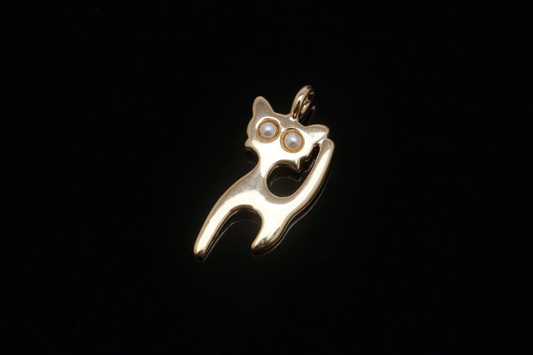 [W] H1159-Gold Plated-(20pcs)-9*19mm Pearl Eye Cat Charms-Necklace Earrings Making Supply-Wholesale Charms, [PRODUCT_SEARCH_KEYWORD], JEWELFINGER-INBEAD, [CURRENT_CATE_NAME]