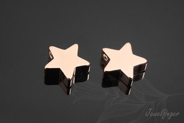 S413-Pink Gold Plated-(4pcs)-8mm Star Metal Beads-Brass Tiny Heart Pendant-Metal Stamping Blanks-Wholesale Metal Beads, [PRODUCT_SEARCH_KEYWORD], JEWELFINGER-INBEAD, [CURRENT_CATE_NAME]