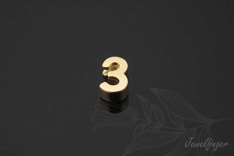 [W] S768-Matt Gold Plated-(30pcs)-Number 3-Jewelry Making-Wholesale Jewelry Finding-Jewelry Supplies-Wholesale Number, [PRODUCT_SEARCH_KEYWORD], JEWELFINGER-INBEAD, [CURRENT_CATE_NAME]