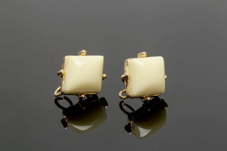 [W] R039-Gold Plated-(10pairs)-13*15mm Lemon Color Epoxy Earrings-Unique Earrings-Jewelry Findings-Titanium Post, [PRODUCT_SEARCH_KEYWORD], JEWELFINGER-INBEAD, [CURRENT_CATE_NAME]