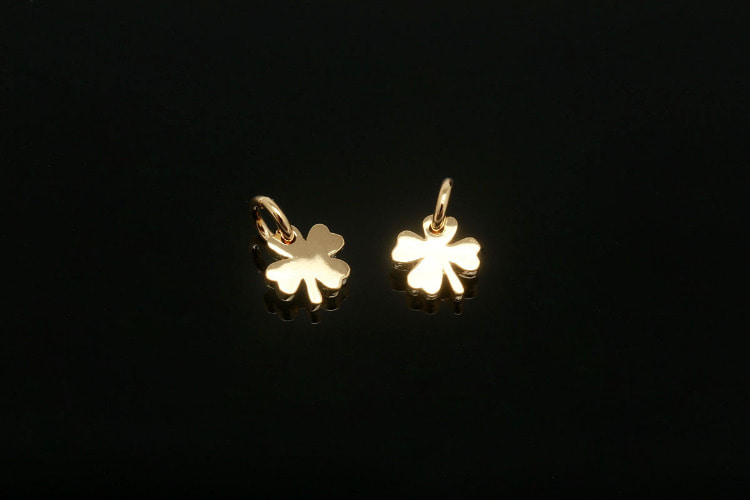 [W] H1103-Gold Plated-(20pcs)-5mm Four Leaf Clover Charms-Dainty Clover Pendant-Wholesale Charms, [PRODUCT_SEARCH_KEYWORD], JEWELFINGER-INBEAD, [CURRENT_CATE_NAME]