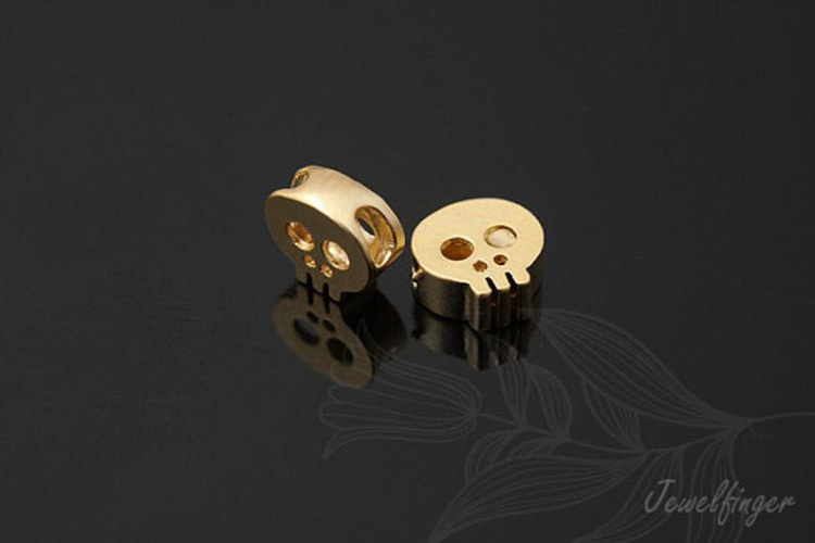 H1133-Matt Gold Plated-Tiny Skull Beads (2pcs), [PRODUCT_SEARCH_KEYWORD], JEWELFINGER-INBEAD, [CURRENT_CATE_NAME]