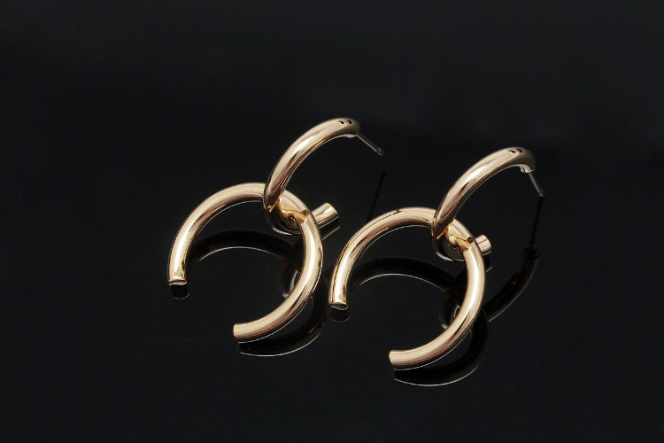 E768-Gold Plated-(1pairs)-33mm Unique Earring -Daily Earrings-Jewelry Findings-Titanium Post, [PRODUCT_SEARCH_KEYWORD], JEWELFINGER-INBEAD, [CURRENT_CATE_NAME]