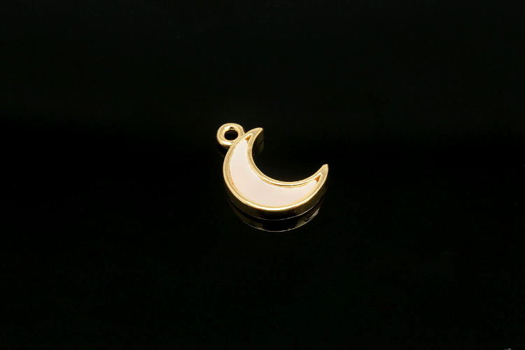 F205-Gold Plated-(2pcs)-M.O.P Moon Charms-Necklace Earrings Making Supply-Wholesale Charms, [PRODUCT_SEARCH_KEYWORD], JEWELFINGER-INBEAD, [CURRENT_CATE_NAME]