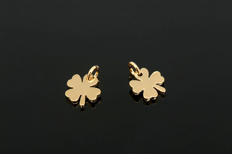 [W] H1094-Gold Plated-(20pcs)-7mm Four Leaf Clover Charms-Dainty Clover Pendant-Wholesale Charms, [PRODUCT_SEARCH_KEYWORD], JEWELFINGER-INBEAD, [CURRENT_CATE_NAME]
