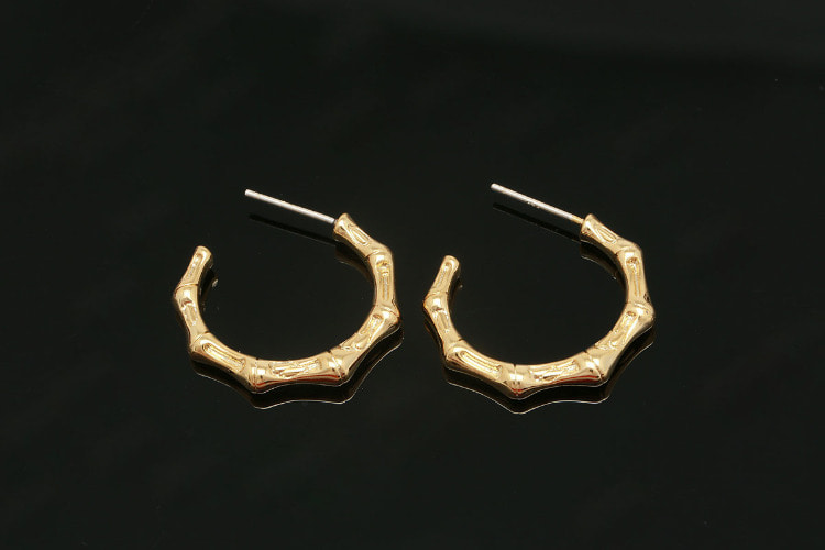 CH4035-Gold Plated (1pairs)-3.5mm Bamboo Pattern Earrings-Unique Earrings-Jewelry Findings-Silver Post, [PRODUCT_SEARCH_KEYWORD], JEWELFINGER-INBEAD, [CURRENT_CATE_NAME]