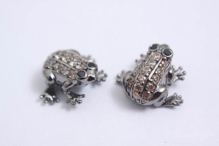 M627-Black Plated-(1piece)-CZ Frog Beads-Wholesale Metal Beads, [PRODUCT_SEARCH_KEYWORD], JEWELFINGER-INBEAD, [CURRENT_CATE_NAME]