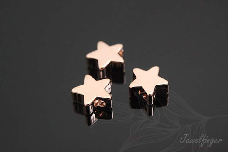[W] S412-Pink Gold Plated-(40pcs)-6mm Star Metal Beads-Brass Tiny Heart Pendant-Metal Stamping Blanks-Wholesale Metal Beads, [PRODUCT_SEARCH_KEYWORD], JEWELFINGER-INBEAD, [CURRENT_CATE_NAME]
