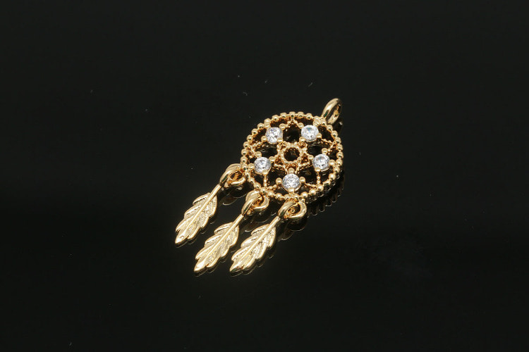 [W] H288-Gold Plated-(20pcs)-Dreamcatcher Charms-Tiny CZ Dreamcatcher Pendant-Necklace Earrings Making Supply-Wholesale Pendants, [PRODUCT_SEARCH_KEYWORD], JEWELFINGER-INBEAD, [CURRENT_CATE_NAME]