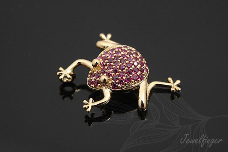 [W] S439-Gold Plated-(5pcs)-16.5*19 mm Cubic Frog Beads-Brass Frog Pendant-Ruby Cubic Frog Charms-Wholesale Metal Beads, [PRODUCT_SEARCH_KEYWORD], JEWELFINGER-INBEAD, [CURRENT_CATE_NAME]