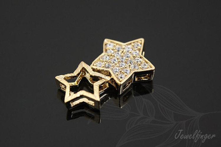 [W] S595-Gold Plated-(9pcs)-Cubic Star Pendant-Star Charms-Wholesale Metal Beads, [PRODUCT_SEARCH_KEYWORD], JEWELFINGER-INBEAD, [CURRENT_CATE_NAME]