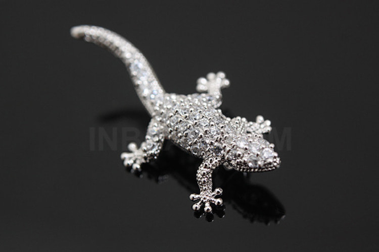 S367-Rhodium Plated-(1piece)-CZ Lizard Beads-Wholesale Metal Beads, [PRODUCT_SEARCH_KEYWORD], JEWELFINGER-INBEAD, [CURRENT_CATE_NAME]