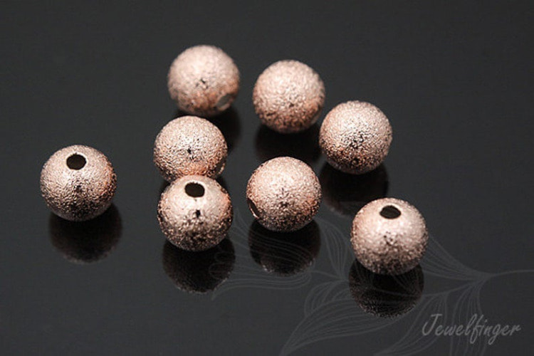 B654-Pink Gold Plated-(10pcs)-Stardust Brass Bead-6mm Sanding Beads-Wholesale Metal Beads, [PRODUCT_SEARCH_KEYWORD], JEWELFINGER-INBEAD, [CURRENT_CATE_NAME]