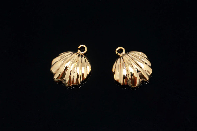H1097-Gold Plated-(2pcs)-Small Clam Charms-Tiny Shell Pendant-Wholesale Charms, [PRODUCT_SEARCH_KEYWORD], JEWELFINGER-INBEAD, [CURRENT_CATE_NAME]