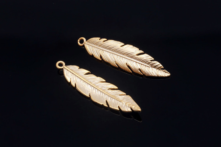 S582-Matt Gold Plated-(2pcs)-8*31mm Leaf Charms-Jewelry Findings -Wholesale Pendants, [PRODUCT_SEARCH_KEYWORD], JEWELFINGER-INBEAD, [CURRENT_CATE_NAME]