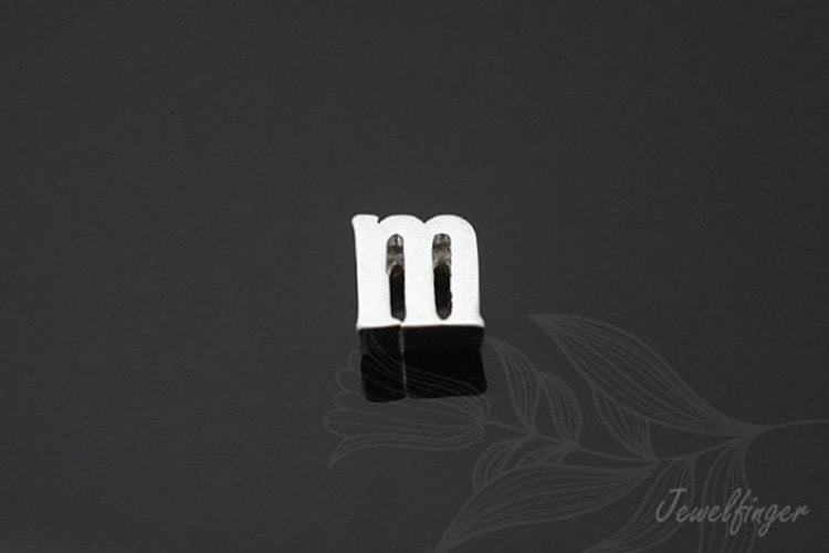 S824-Matt Rhodium Plated-(2pcs)-Initial Pendant m-Jewelry Making-Wholesale Jewelry Finding-Jewelry Supplies-Wholesale Initial, [PRODUCT_SEARCH_KEYWORD], JEWELFINGER-INBEAD, [CURRENT_CATE_NAME]