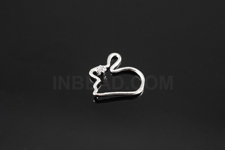 [W] S191-Rhodium Plated-(20pcs)-Wire Rabbit Charms-Brass Rabbit Pendant-Wholesale Charms, [PRODUCT_SEARCH_KEYWORD], JEWELFINGER-INBEAD, [CURRENT_CATE_NAME]