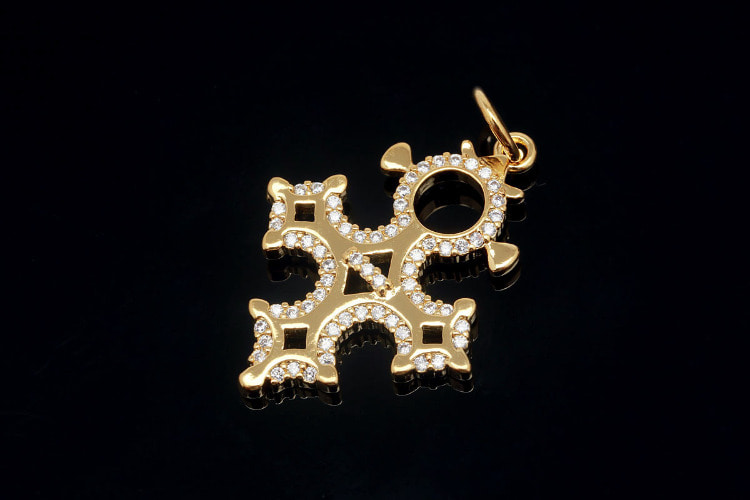 [W] CH3011-Gold Plated-(10pcs)-Italian Cross Pendant-CZ Cross Charms-Wholesale Pendants, [PRODUCT_SEARCH_KEYWORD], JEWELFINGER-INBEAD, [CURRENT_CATE_NAME]