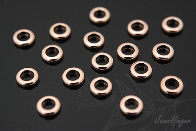 [W] B673-Pink Gold Plated-(1000pcs)-4mm Metal Rondelle Beads-Brass Tiny Spaser Beads-Wholesale Metal Rondell, [PRODUCT_SEARCH_KEYWORD], JEWELFINGER-INBEAD, [CURRENT_CATE_NAME]