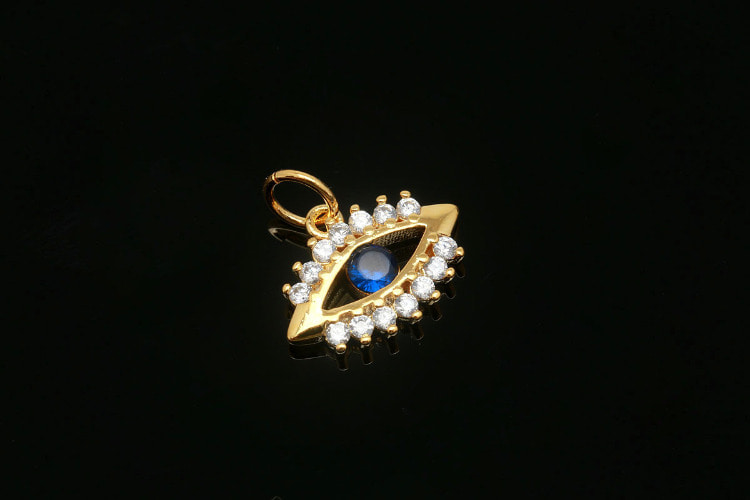 [W] CH3009-Gold Plated-(20pcs)-Evil Eye Pendant-Blue CZ Evil Eye Charms-Wholesale Charms, [PRODUCT_SEARCH_KEYWORD], JEWELFINGER-INBEAD, [CURRENT_CATE_NAME]