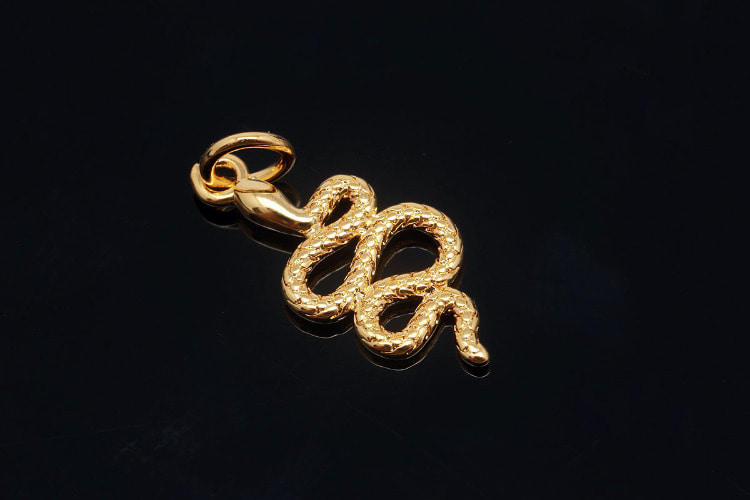 CH3016-Gold Plated-(2pcs)-Snake Charms-Necklace Earrings Making Supply-Wholesale Charms, [PRODUCT_SEARCH_KEYWORD], JEWELFINGER-INBEAD, [CURRENT_CATE_NAME]
