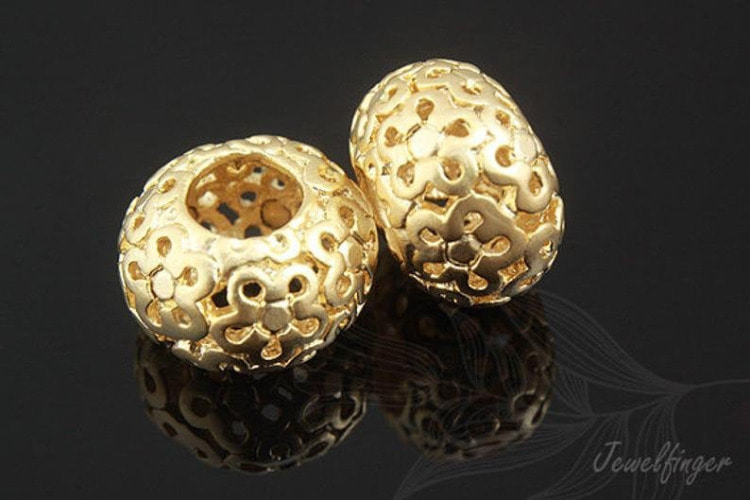 H189-Matt Gold Plated-(2pcs)-Metal Flower Rondelle Beads-Wholesale Metal Rondell, [PRODUCT_SEARCH_KEYWORD], JEWELFINGER-INBEAD, [CURRENT_CATE_NAME]