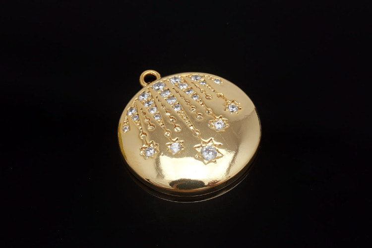[W] CH4039-Gold Plated-(20pcs)-CZ Round Charms-Cubic Star Pendant-Necklace Bracelet Making Supply-Wholesale Pendants, [PRODUCT_SEARCH_KEYWORD], JEWELFINGER-INBEAD, [CURRENT_CATE_NAME]
