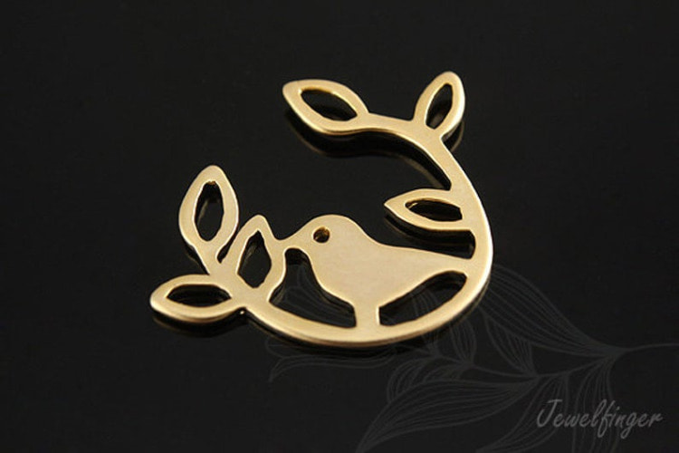 S276-Matt Gold Plated-(2pcs)-Bird Branch Charm-Tiny Bird Pendant-Birds on a Branch Pendant-Wholesale Charms, [PRODUCT_SEARCH_KEYWORD], JEWELFINGER-INBEAD, [CURRENT_CATE_NAME]