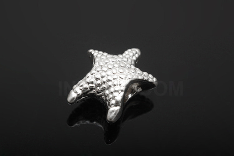 M899-Matt Rhodium Plated-(2pcs)-Starfish Rondelle Beads-Wholesale Metal Rondell, [PRODUCT_SEARCH_KEYWORD], JEWELFINGER-INBEAD, [CURRENT_CATE_NAME]
