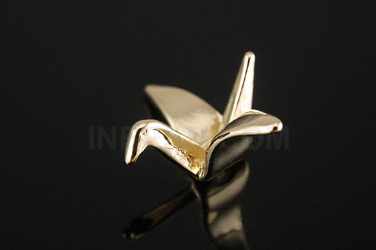 B026-Gold Plated-(2pcs)-Paper Crane Metal Beads-Wholesale Metal Beads, [PRODUCT_SEARCH_KEYWORD], JEWELFINGER-INBEAD, [CURRENT_CATE_NAME]