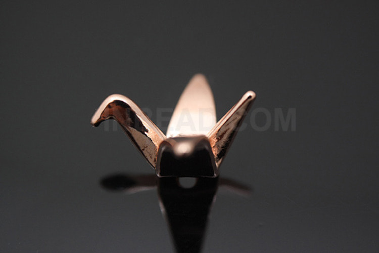 B692-Pink Gold Plated-(2pcs)-Paper Crane Metal Beads-Wholesale Metal Beads, [PRODUCT_SEARCH_KEYWORD], JEWELFINGER-INBEAD, [CURRENT_CATE_NAME]