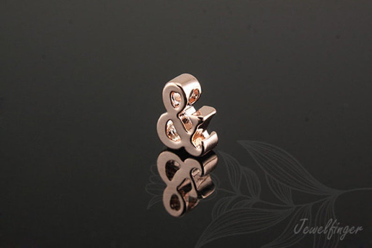 S868-Pink Gold Plated-(2pcs)-&amp;-Mini Ampersand Metal Beads-Brass Tini Ampersand Pendant-Metal Ampersand Charms-Wholesale Initial, [PRODUCT_SEARCH_KEYWORD], JEWELFINGER-INBEAD, [CURRENT_CATE_NAME]