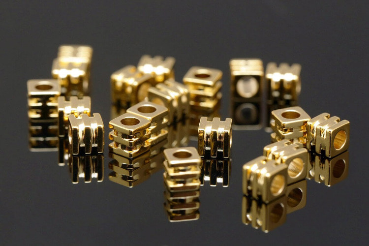 [W] M369-Gold Plated-(200pcs)-3*3mm Rondelle Beads-Brass Mini Cube Beads-Wholesale Rondelle, [PRODUCT_SEARCH_KEYWORD], JEWELFINGER-INBEAD, [CURRENT_CATE_NAME]