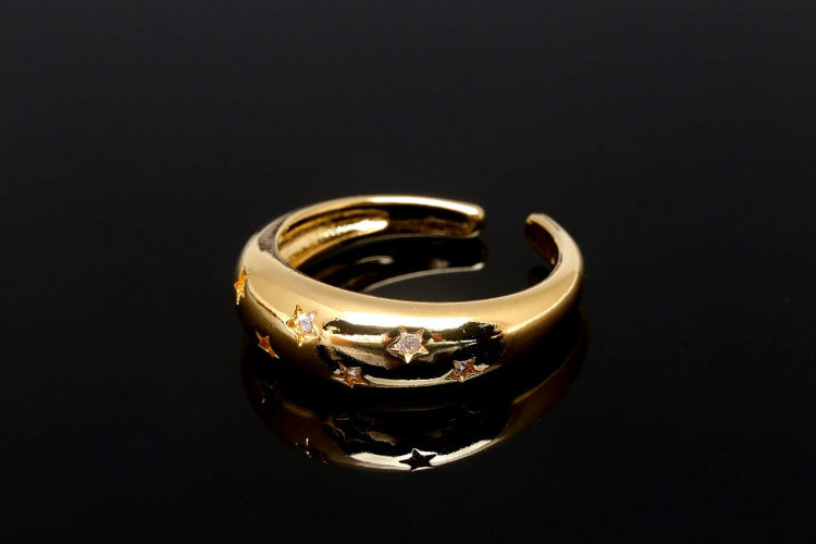 [W] CH5050-Gold Plated e-coat Anti Tarnish-(20pcs)-6mm Bold CZ Star Ring, Adjustable Gold Ring-Layering Ring-Everyday Jewelry-Jewelry Findings-Wholesale Ring, [PRODUCT_SEARCH_KEYWORD], JEWELFINGER-INBEAD, [CURRENT_CATE_NAME]