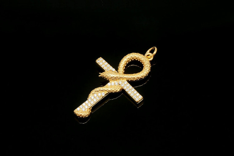 CH3019-Gold Plated-(1piece)-CZ Snake Cross Charms-Gothic Cross Pendant-Necklace Making Supply-Wholesale Pendants, [PRODUCT_SEARCH_KEYWORD], JEWELFINGER-INBEAD, [CURRENT_CATE_NAME]