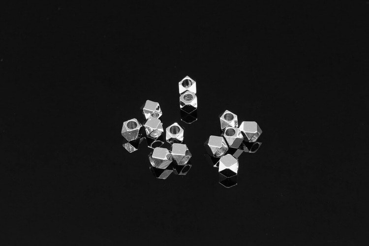S1358-Rhodium Plated-(30pcs)-3mm Faceted Cube Beads-Wholesale Metal Beads, [PRODUCT_SEARCH_KEYWORD], JEWELFINGER-INBEAD, [CURRENT_CATE_NAME]