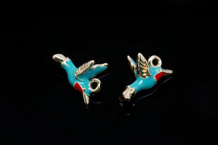 [W] R056-Gold Plated-(20pcs)-Tiny Hummingbird Pendant- Epoxy Bird Charms-Wholesale Charms, [PRODUCT_SEARCH_KEYWORD], JEWELFINGER-INBEAD, [CURRENT_CATE_NAME]