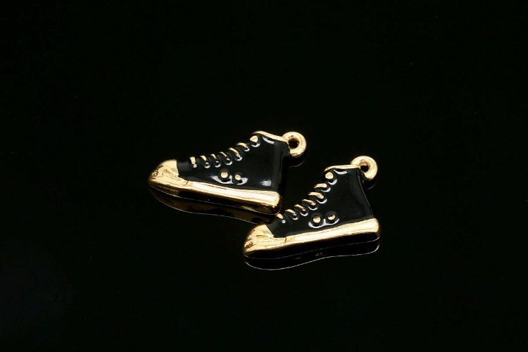 [W] R054-Gold Plated-(20pcs)-Black Sneakers Pendant- Epoxy Shose Charms-Wholesale Charms, [PRODUCT_SEARCH_KEYWORD], JEWELFINGER-INBEAD, [CURRENT_CATE_NAME]