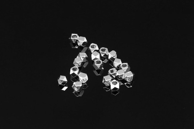 [W] S1357-Rhodium Plated-(300pcs)-2.5mm Faceted Cube Beads-Wholesale Metal Beads, [PRODUCT_SEARCH_KEYWORD], JEWELFINGER-INBEAD, [CURRENT_CATE_NAME]