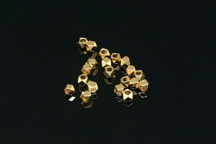 [W] S1354-Gold Plated-(300pcs)-2.5mm Faceted Cube Beads-Wholesale Metal Beads, [PRODUCT_SEARCH_KEYWORD], JEWELFINGER-INBEAD, [CURRENT_CATE_NAME]