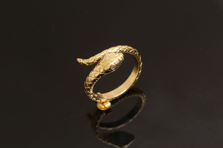 CH4009-Gold Plated E-Coat-(1piece)-CZ Snake Ring, Adjustable Gold Ring-Layering Ring-Everyday Jewelry-Jewelry Findings-Wholesale Ring, [PRODUCT_SEARCH_KEYWORD], JEWELFINGER-INBEAD, [CURRENT_CATE_NAME]
