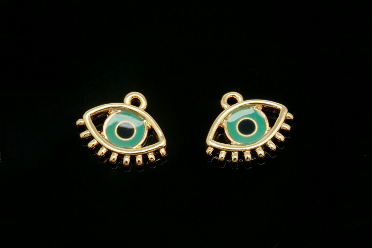 [W] R053-Gold Plated-(20pcs)-Evil Eye Pendant-Green Epoxy Evil Eye Charms-Wholesale Charms, [PRODUCT_SEARCH_KEYWORD], JEWELFINGER-INBEAD, [CURRENT_CATE_NAME]