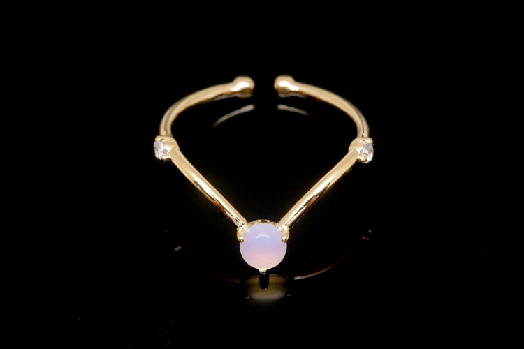 [W] F11-Gold Plated-(20pcs)-Glass Opal&amp;Cubic Simple Ring, Adjustable Gold Ring-Layering Ring-Everyday Jewelry-Jewelry Findings-Wholesale Ring, [PRODUCT_SEARCH_KEYWORD], JEWELFINGER-INBEAD, [CURRENT_CATE_NAME]